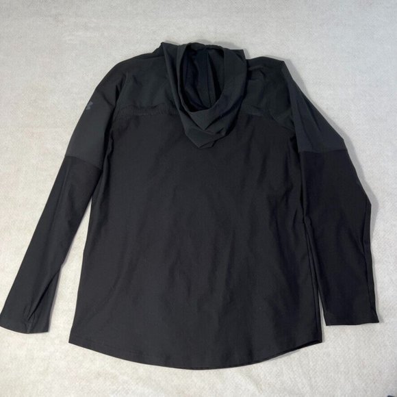 Under Armour Mens Vanish Popover Medium M Hood Threadborn Fitted Black 1/4 Zip - Picture 10 of 10